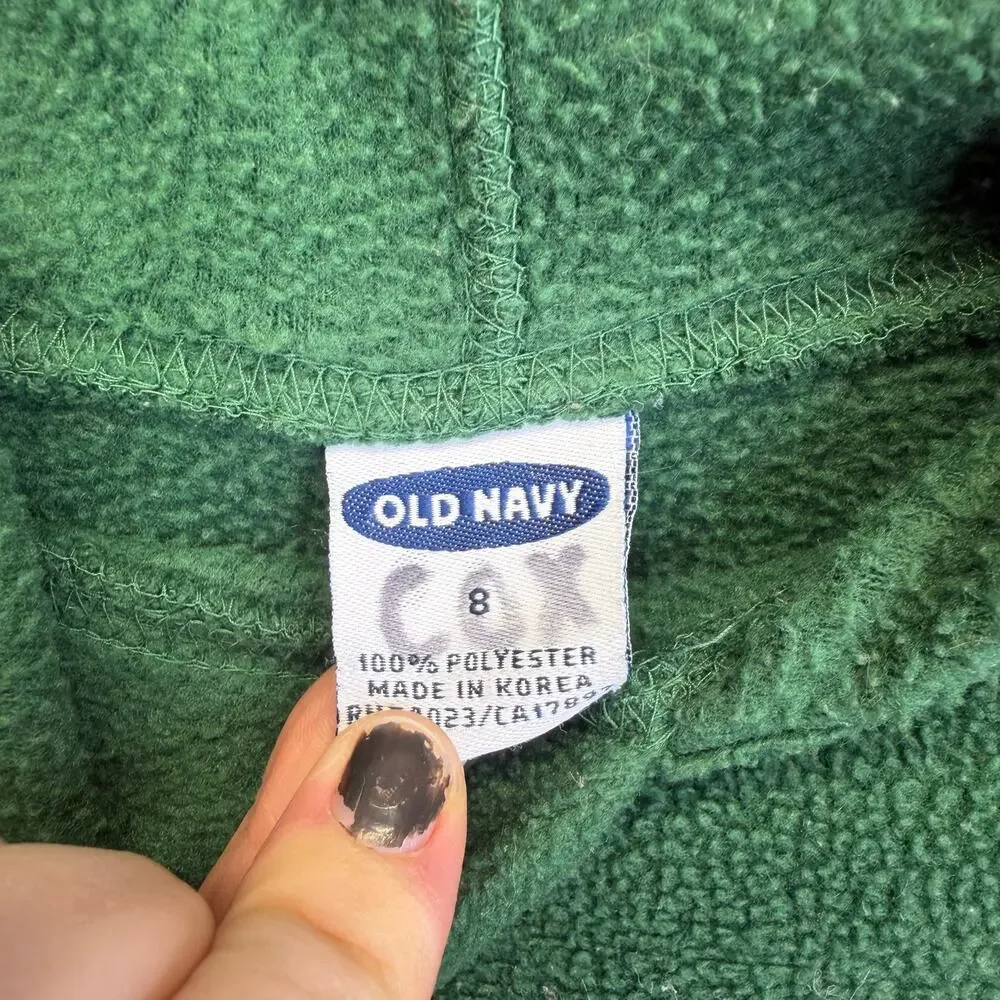 2002 y2k Old Navy kids Green Hoodie fleece size 8